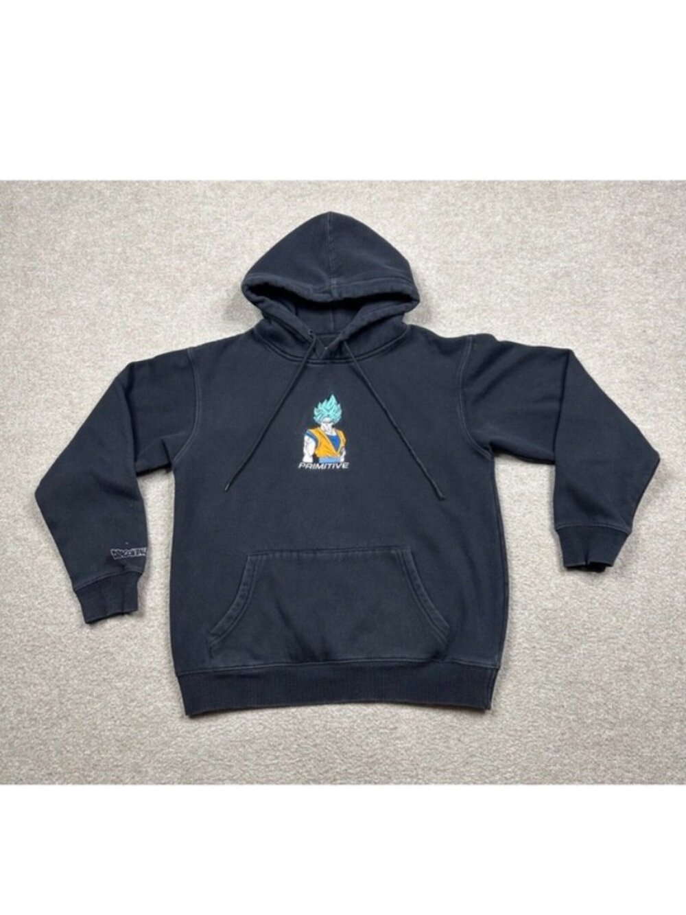 Dragon Ball Z x Primitive Hoodie Youth Size L Black Pullover Goku Blue